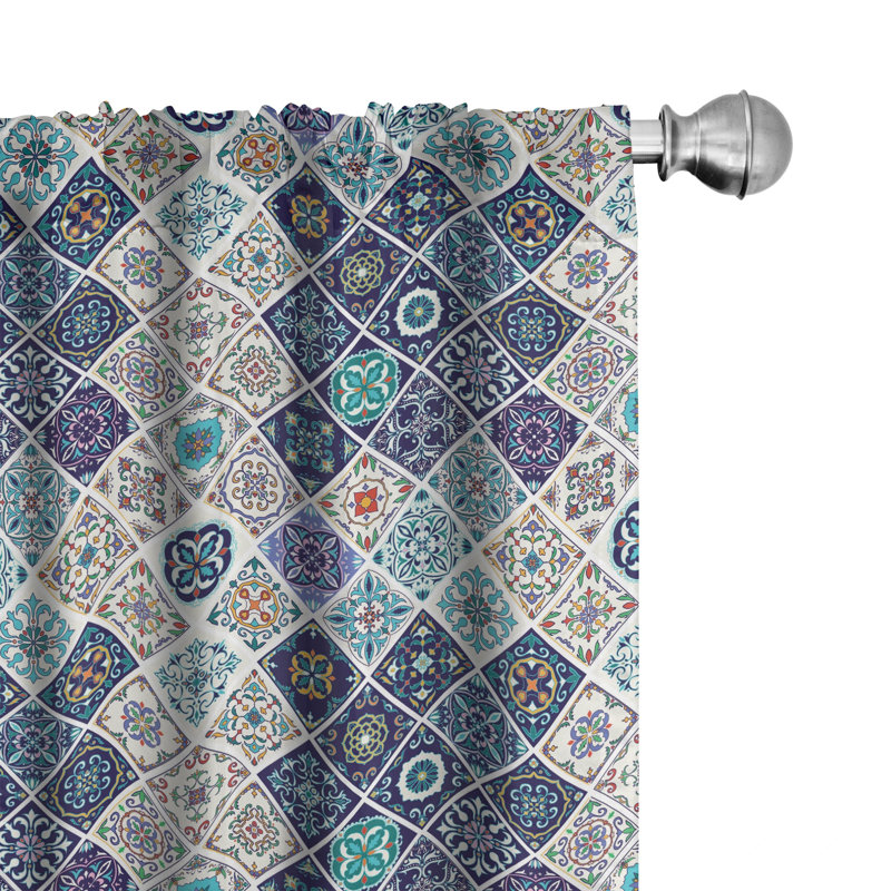 Geometric Semi-Sheer Rod Pocket Curtain Panels, 28" W x 84" L