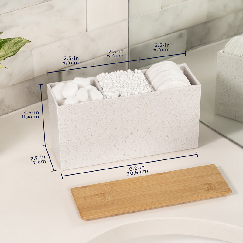 Vyte Plastic 3 Compartment Makeup Organizer, White