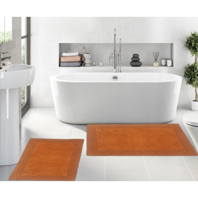 Tapis de bain luxueux 100% coton (ensemble de 2) réversible