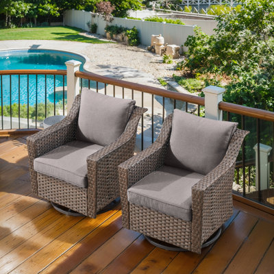 Patio Outdoor PE Wicker Rocking Chair Set With Cushions