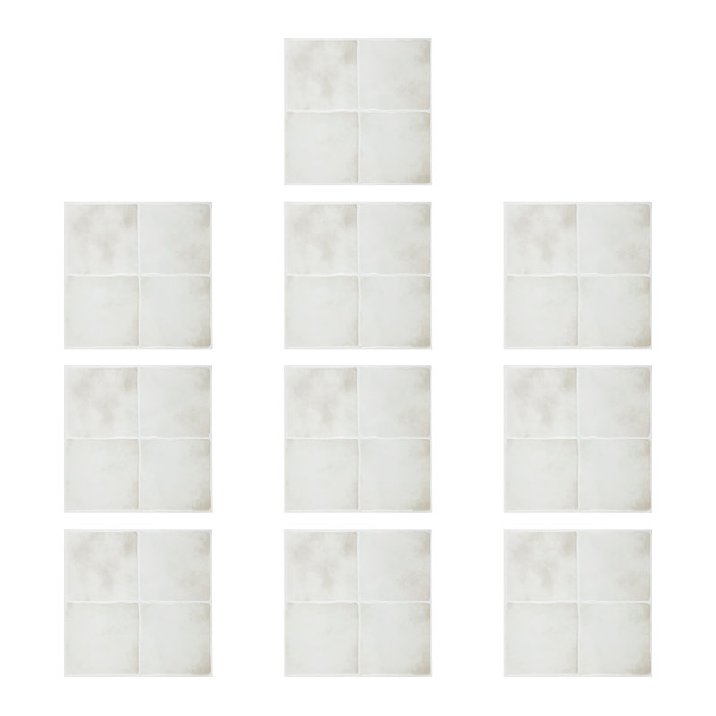 10Pcs Self-Adhesive Wall Tile Stickers, White