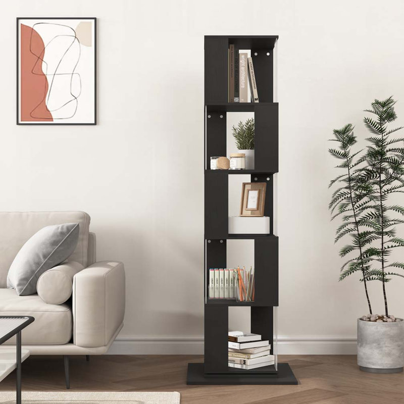 5 Tier Large Open Bookshelf, Black