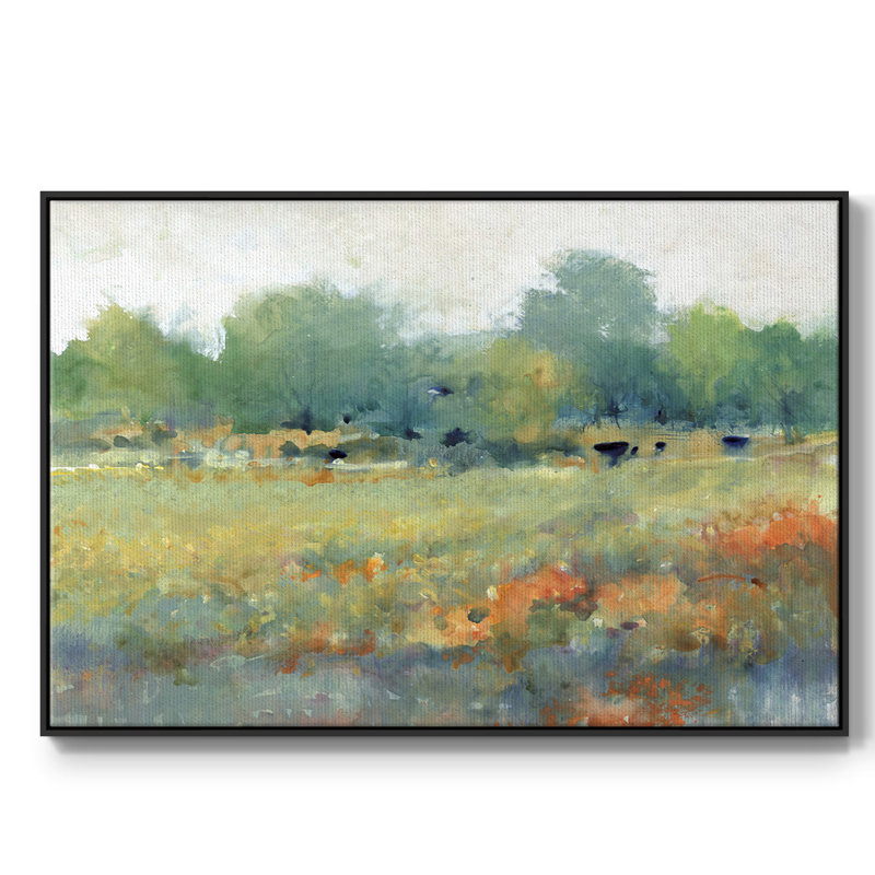 "Paysage terrestre II", reproduction sur toile encadrée, Cadre noir, H 25 po x l 37 po x P 2 po