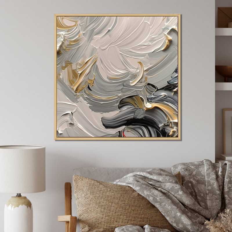 Late Night Jazz Vintage gris et or - peinture abstraite, impressions d'art mural, H 16 po x l 16 po, Cadre naturel flottant
