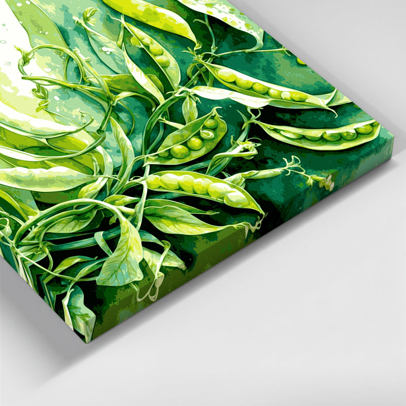 Art sur toile, légumes, pois mange-tout, vert, H 16 po x l 16 po