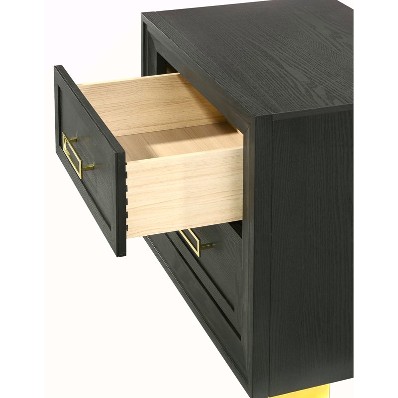 Mobilier de chambre à coucher à 2 tiroirs de style glam glamour moderne à 2 tiroirs avec quincaillerie de style moderne