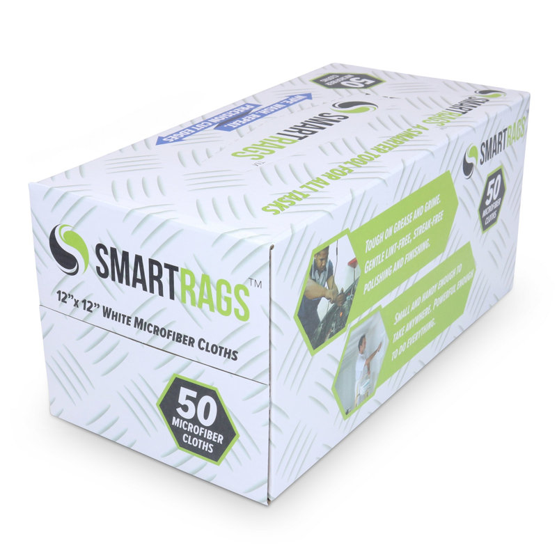 Smart Rags 12x12 Microfiber Cleaning Cloths (Box of 50), White