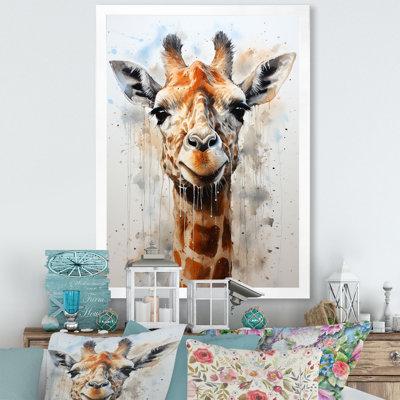Minimalist Giraffe Portrait - Giraffe Animal Wall Art