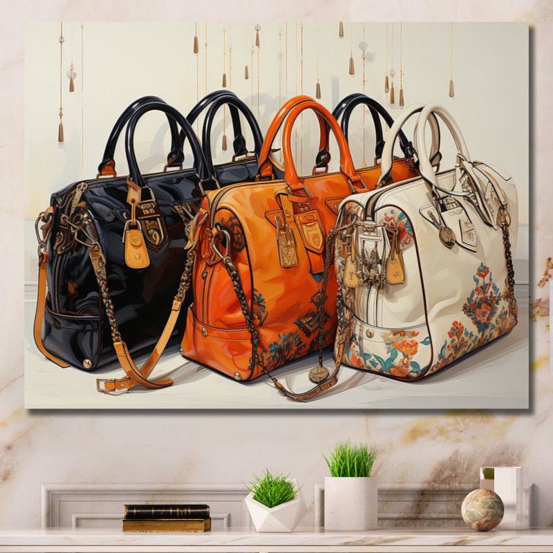 Minimalisme mode sac Envy I - mode art mural salon, Toile tendue, H 24 po x l 32 po x P 1 po