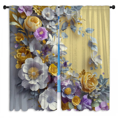 Rideaux de fenêtre floraux en papier à motif floral transparent