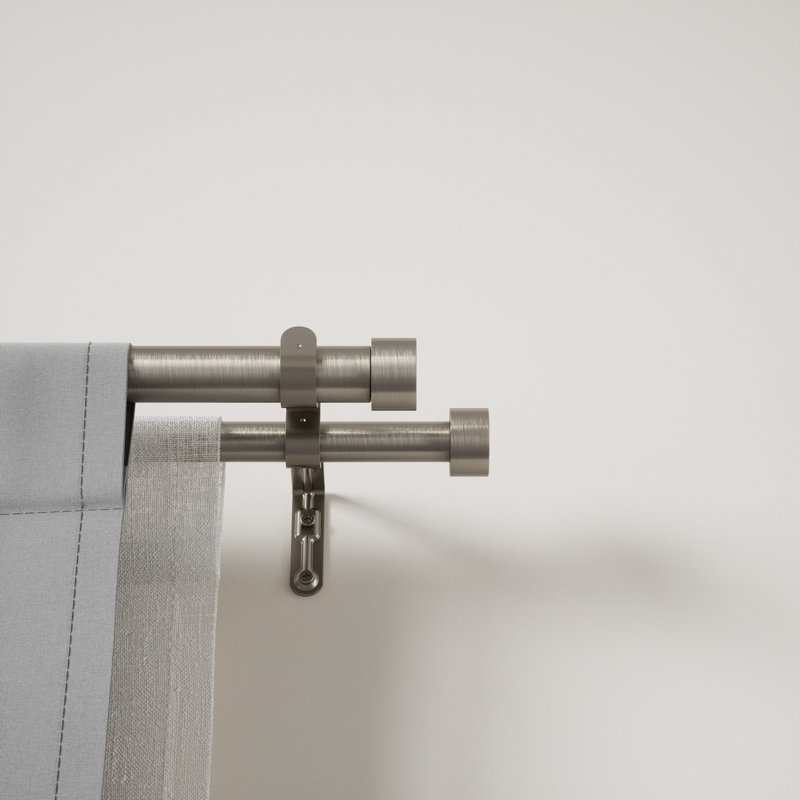 Cappa Drapery Solutions Adjustable 1" Steel Double Curtain Rod Set, L 66 po x l 120 po, Nickel / acier