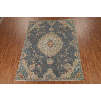 Gray Blue Medallion  Traditional Area Rug 8x10