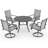 5 Piece Patio Dining Set, Outdoor Dining Table And Chairs Set For 4, 4 Swivel Chairs, 1 Iron Round Table With Adjustable Umbrella Hole, Patio Furniture Set For Deck, Backyard, Lawn, Poolside-327810803
