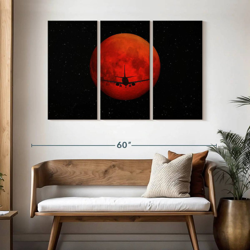 Oberle Red Dark Airplane, 32" H x 50" W