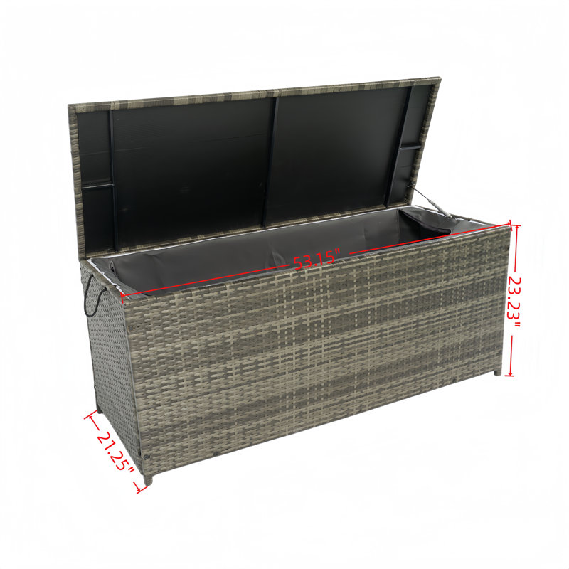 Boîtes de patio en osier avec couvercle, H 22 po x l 53 po x P 21 po