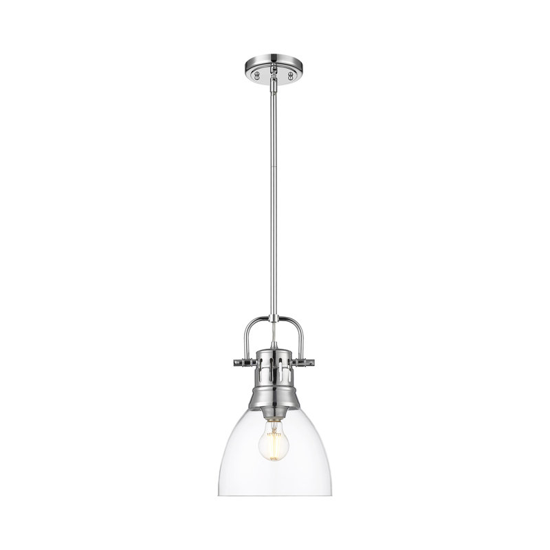 Petit luminaire suspendu Iftimie avec tige en verre transparent, Chrome