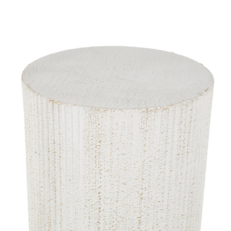 Metal Ribbed White Pedestal Table With Brown Accents Set