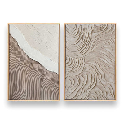 Wave Formations Duo II Set of 2 Canvas Prints in a White Frame, 30" x 20"