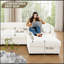 Élégant canapé 2 places en chenille blanche avec siège de rangement repose-pieds, dossier cylindrique et accoudoirs, causeuse moderne en tissu avec espace de rangement caché-1900137894