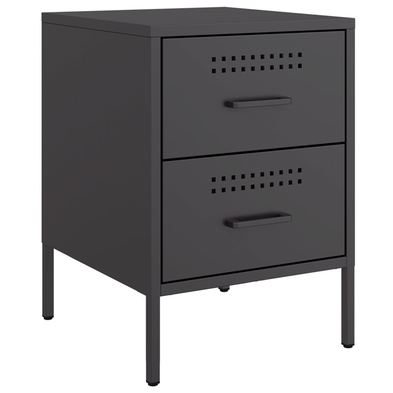 Loredana Bedside Cabinet 36 x 39 x 50.5 cm Steel, Set of 2, Black