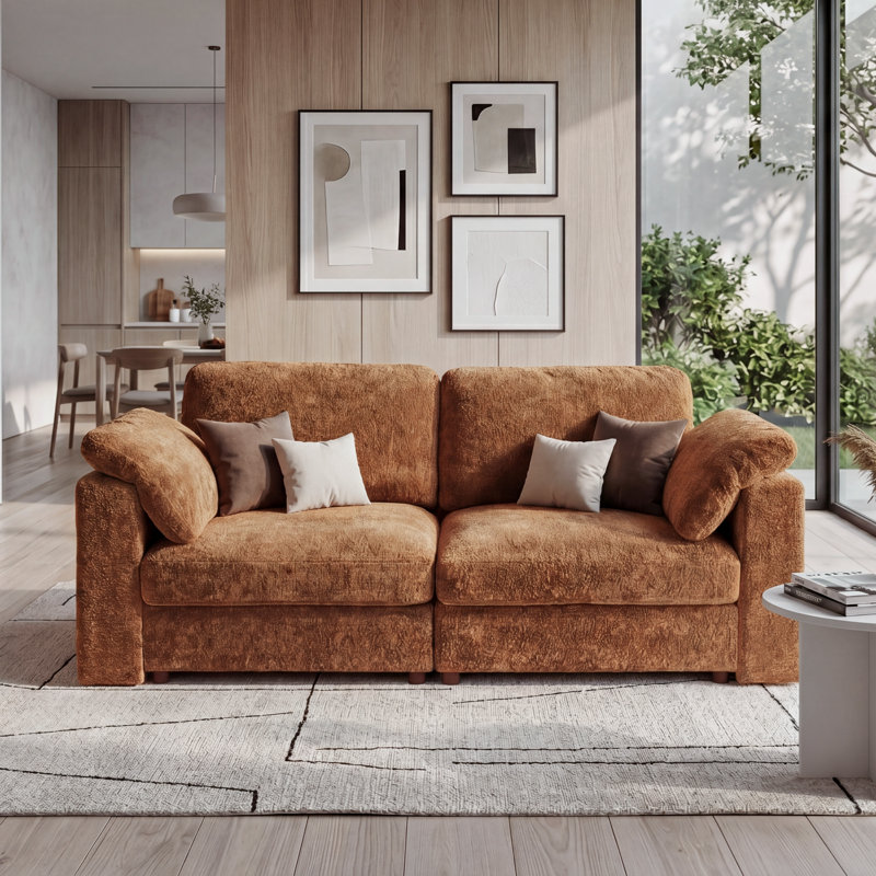 Canapé 102 po 2 places 102 po, H 36,6 po x l 102 po x P 34,2 po, Orange