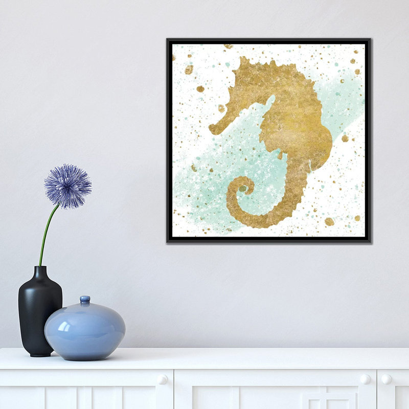 « sea life splash iv », reproduction d’impression sur toile tendue, H 18 po x l 18 po x P 1,5 po, Toile avec cadre noir