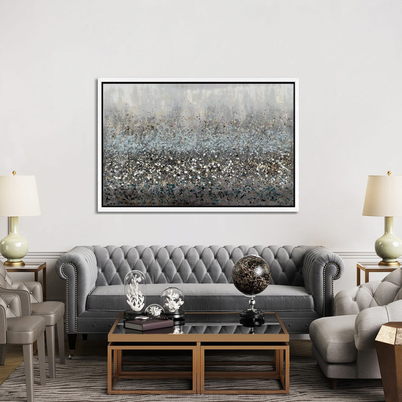 Drip Field I by Doris Charest - Painting on Canvas, White Framed, 101.6cm H x 152.4cm W x 3.81cm D