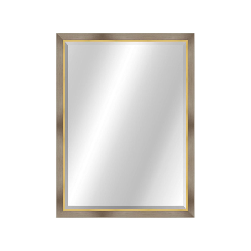 Metropolis II Rectangle Wall Mirror, 31.75" x 25.75", Gray/Gold