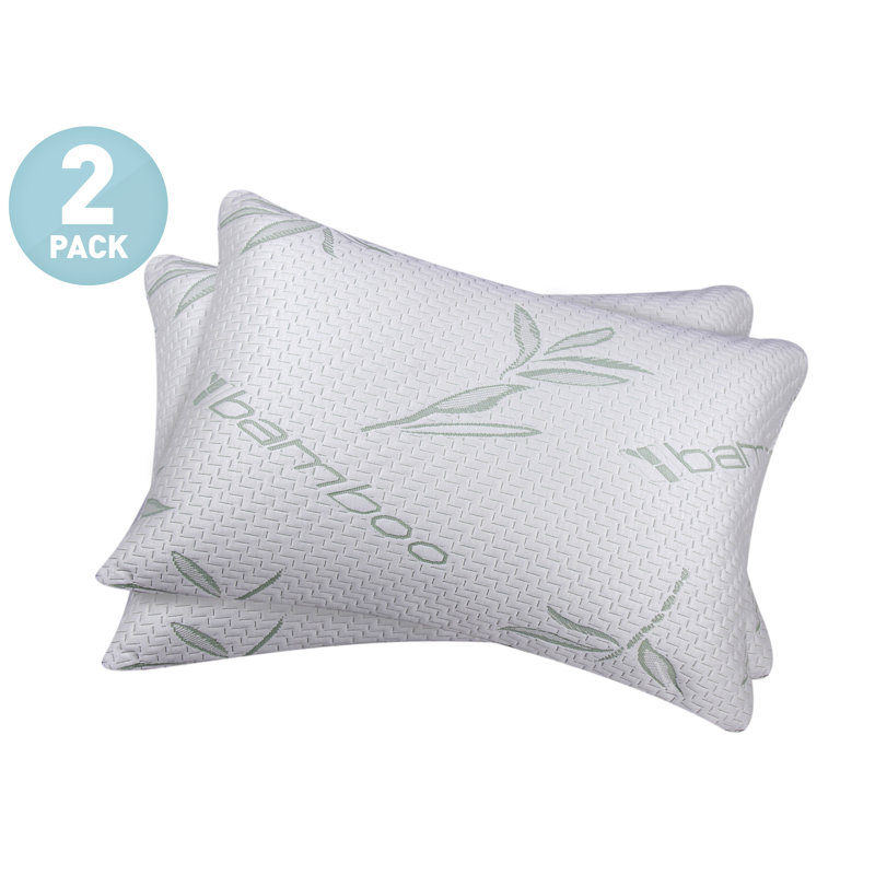 Queen Size Hypoallergenic Memory Foam Bamboo Pillow Set