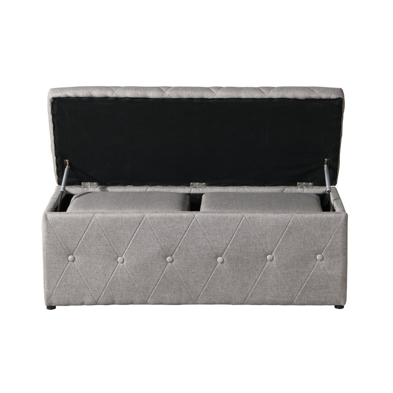Upholstered Storage Bench, Beige