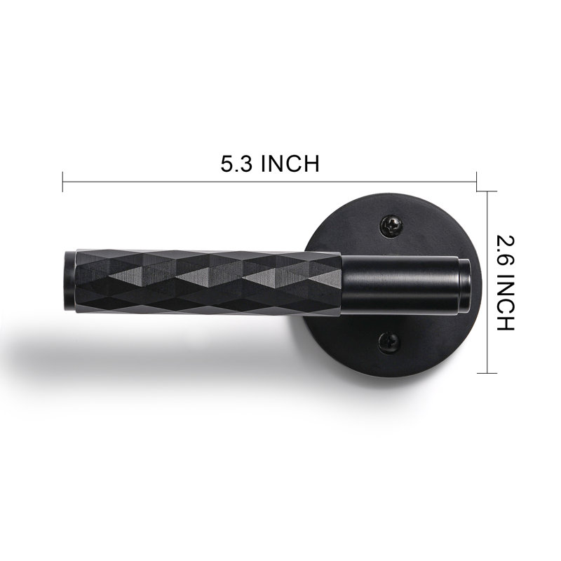 Brass Diamond Pattern Designer Model Privacy Door Lever, Matte Black
