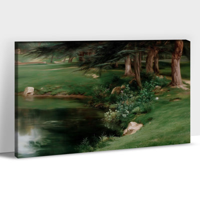 Art mural sur toile grand paysage - Forêt de paysages, décoration murale avec œuvres d'art tendues pour la décoration de salon, 12 po x 16 po