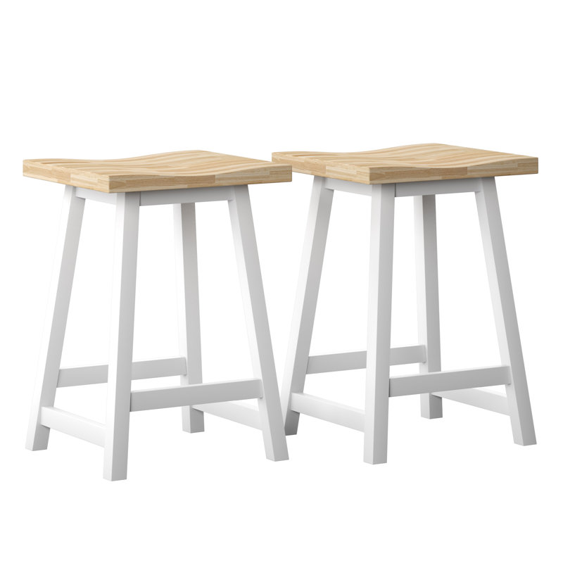Spence Solid Wood Counter Stool, Pearl White