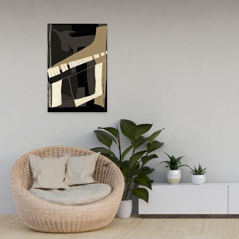 Chèvre jouant du piano, art contemporain abstrait, H 24 po x l 16 po
