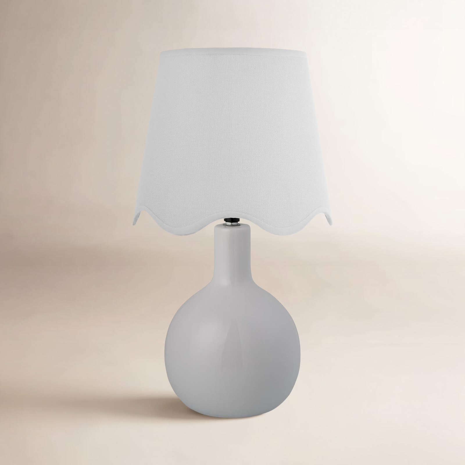 Canvey Ceramic Lamp, 15"H x 9"W x 9"D, White, White