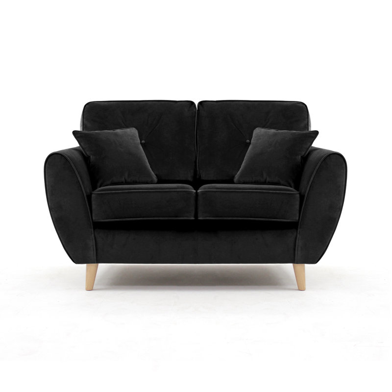 Rafe 2 Seater Velvet Sofa, Black Velvet