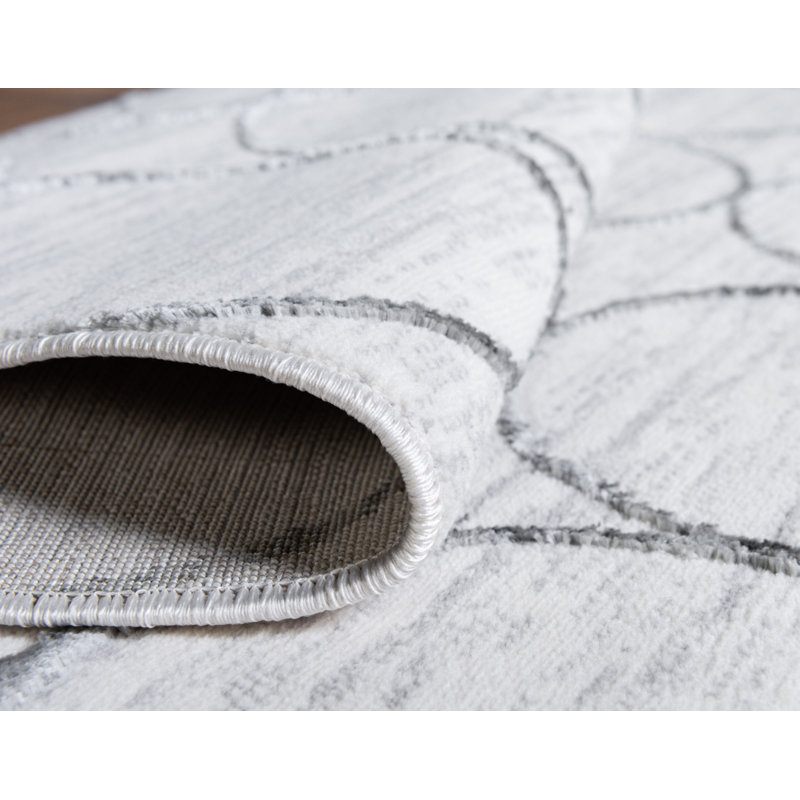 Tapis géométrique ivoire / gris clair Brana, Tapis de couloir 2 pi x 6 pi 1 po