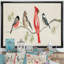 «Chickadee and Red Farmhouse Bird on Branch», reproduction d'art sur toile-48346413-48346412