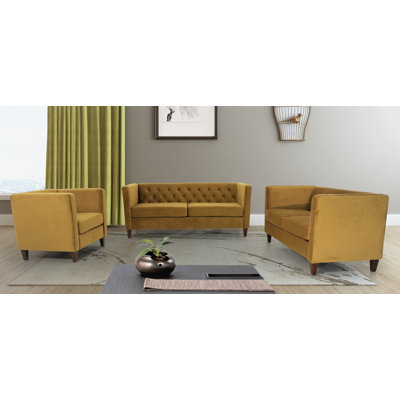Leeanna 3 - Piece Velvet Living Room Set