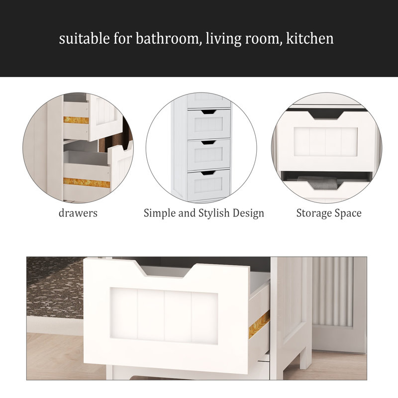 Armoire de rangement autoportante avec 4 tiroirs, convenant à la salle de bain, au salon et à la cuisine