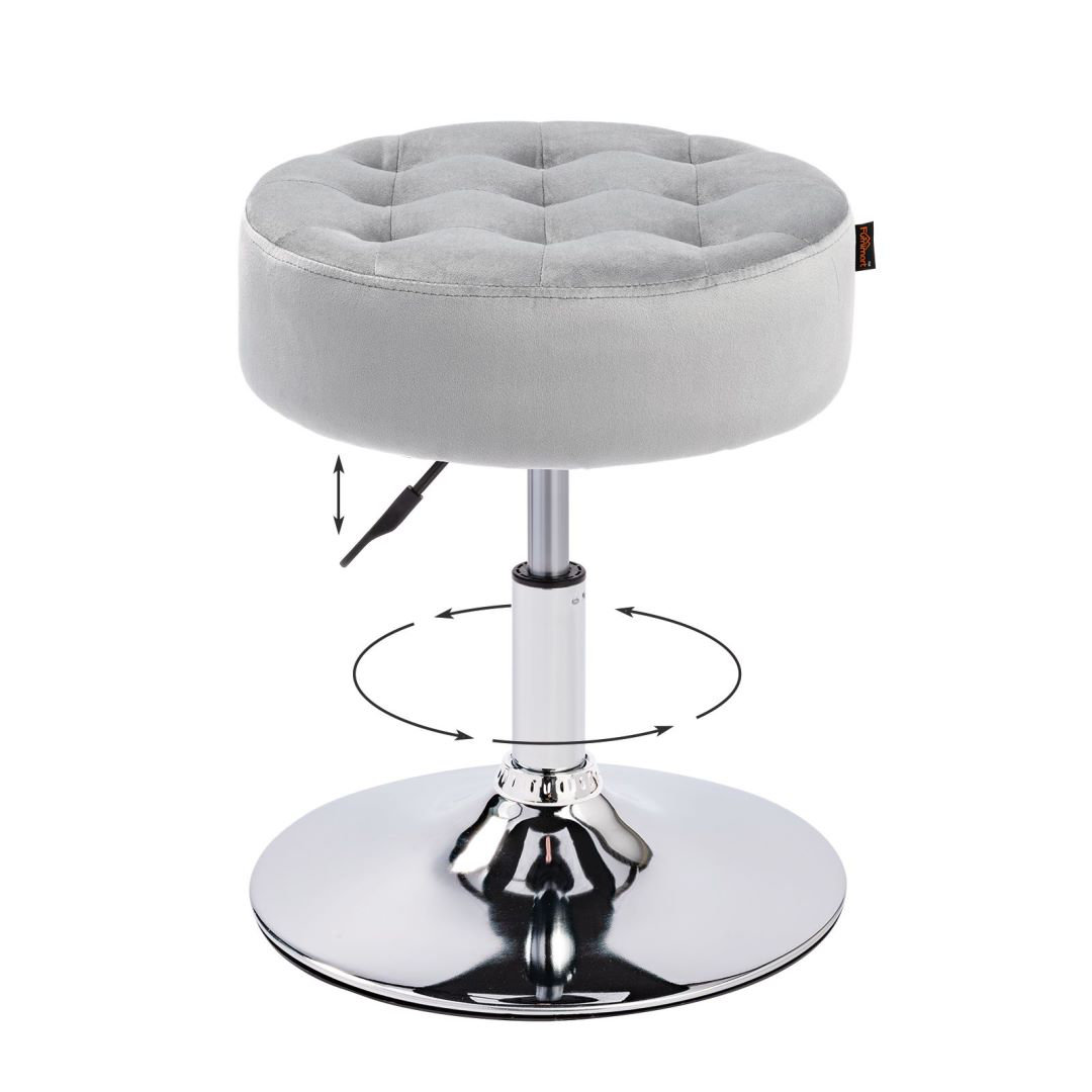 Modern Swivel Adjustable Height Accent Stool Latitude Run® Seat Color: Light Gray Velvet
