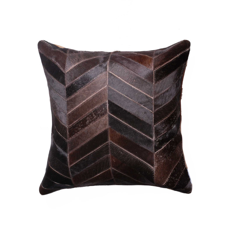 18" Square Chocolate Faux Cowhide Decorative Pillow