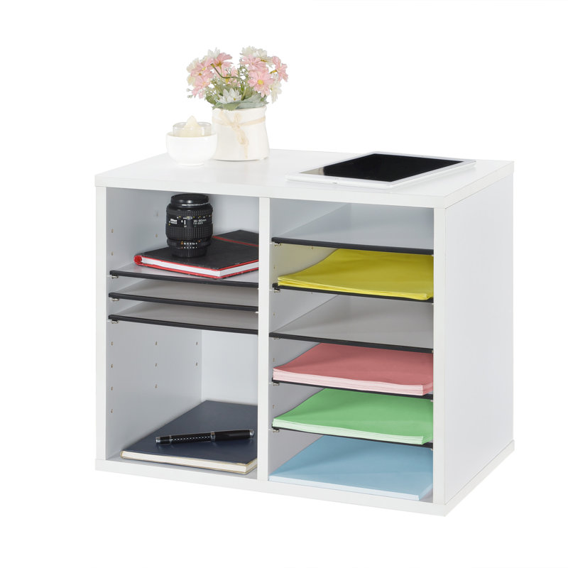 White Medium-Density Fiberboard Adjustable 12 Compartment Organizer