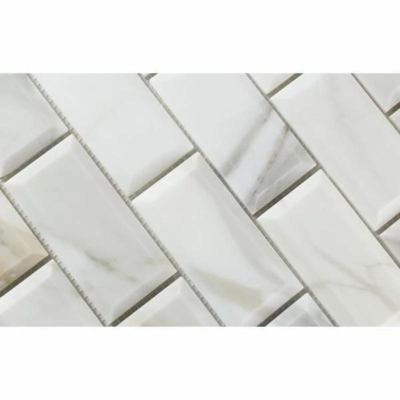 2" x 4" Marble Brick Joint Mosaic Wall & Floor Tile, Honed Calacatta Gold