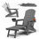 Chaise pliante Adirondack d'extérieur réglable avec repose-pieds et 2 porte-gobelets Chaise de patio réglable à 5 niveaux pour pelouse, bord de piscine, patio, gris
