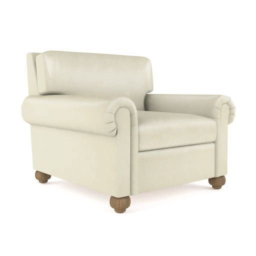 Leroy Leather Armchair, 36" H x 41" W x 49" D, Weathered, Plush Velvet Blush