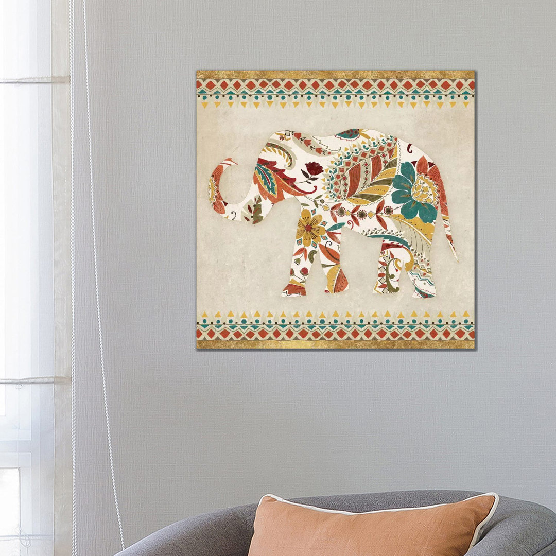 Boho Elephant II von Wild Apple Portfolio - Galerie- Giclée auf Leinwand