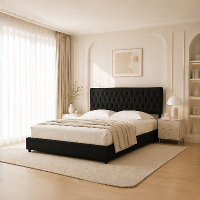 4 Storage Drawers Upholstered Bed