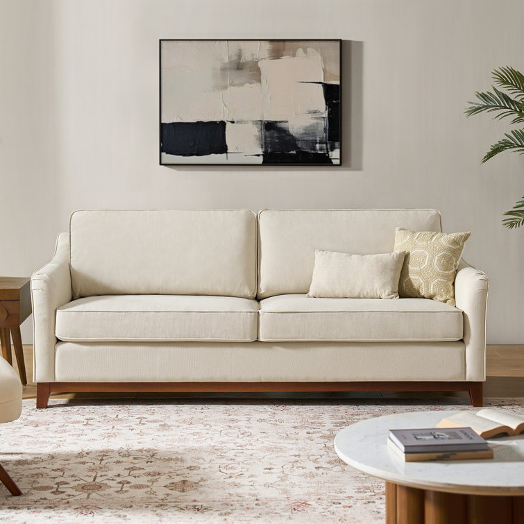 Huebner 87" Modern Classic Upholstered Sofa Couch with Solid Wood Base