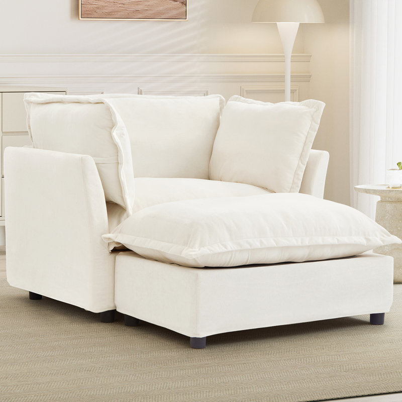 Canapé moderne avec repose-pieds et repose-pieds, Beige